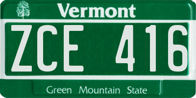 VT license plate ZCE416