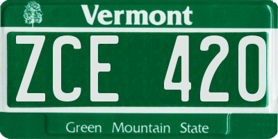 VT license plate ZCE420