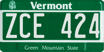 VT license plate ZCE424