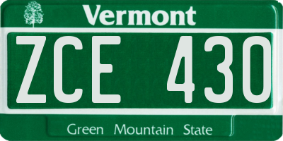 VT license plate ZCE430