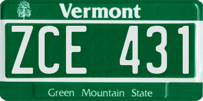 VT license plate ZCE431