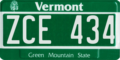 VT license plate ZCE434