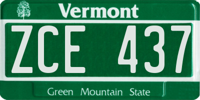 VT license plate ZCE437