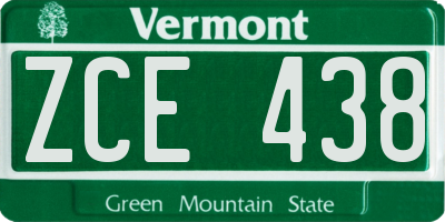 VT license plate ZCE438