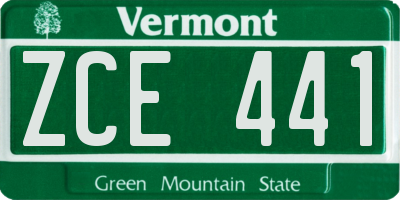 VT license plate ZCE441