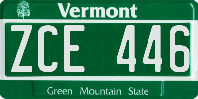 VT license plate ZCE446
