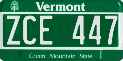 VT license plate ZCE447