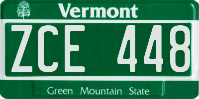 VT license plate ZCE448