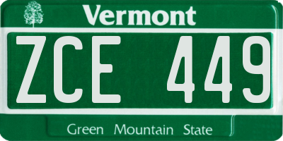 VT license plate ZCE449