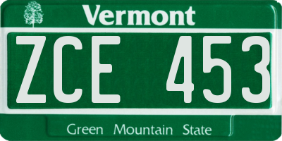VT license plate ZCE453