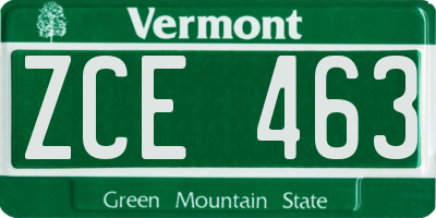VT license plate ZCE463