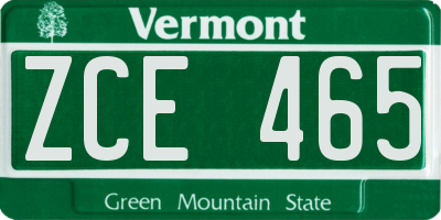 VT license plate ZCE465