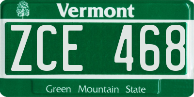 VT license plate ZCE468