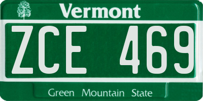 VT license plate ZCE469