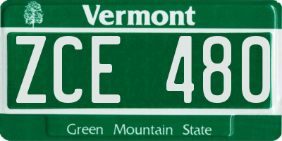 VT license plate ZCE480