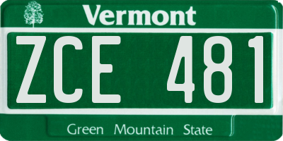 VT license plate ZCE481