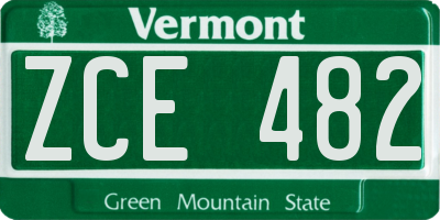 VT license plate ZCE482