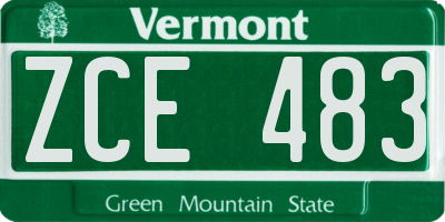VT license plate ZCE483