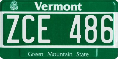 VT license plate ZCE486