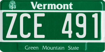 VT license plate ZCE491