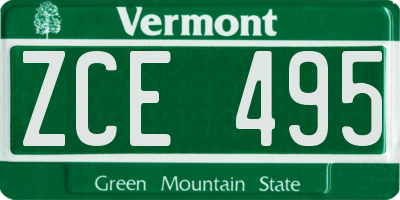 VT license plate ZCE495