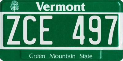 VT license plate ZCE497
