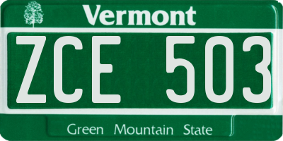 VT license plate ZCE503