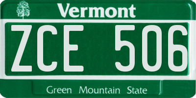 VT license plate ZCE506