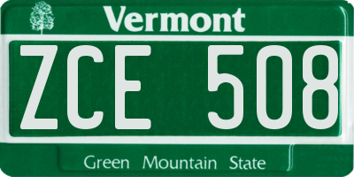 VT license plate ZCE508