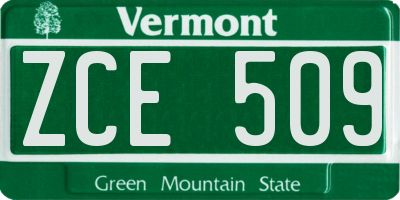 VT license plate ZCE509