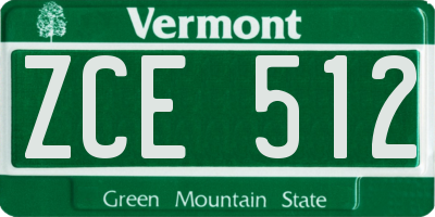 VT license plate ZCE512