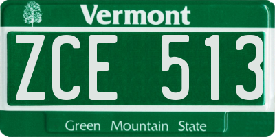 VT license plate ZCE513