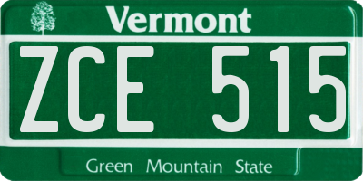 VT license plate ZCE515