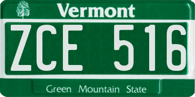 VT license plate ZCE516