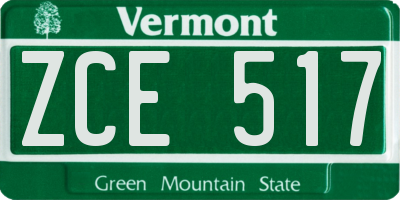 VT license plate ZCE517