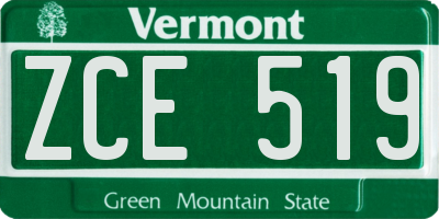 VT license plate ZCE519