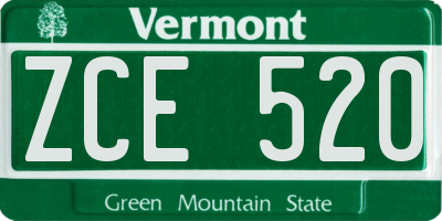VT license plate ZCE520