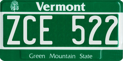 VT license plate ZCE522