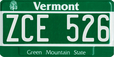VT license plate ZCE526