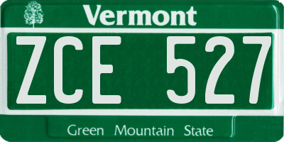 VT license plate ZCE527