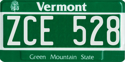 VT license plate ZCE528