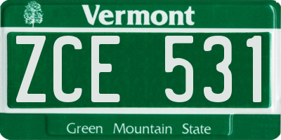 VT license plate ZCE531