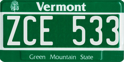 VT license plate ZCE533