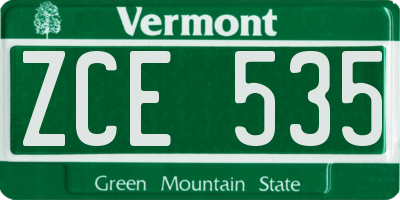 VT license plate ZCE535