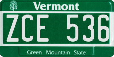 VT license plate ZCE536