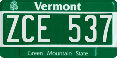 VT license plate ZCE537