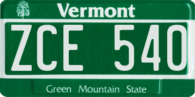 VT license plate ZCE540