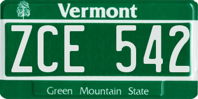 VT license plate ZCE542