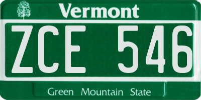 VT license plate ZCE546