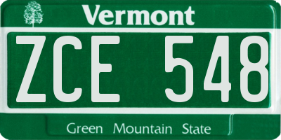 VT license plate ZCE548